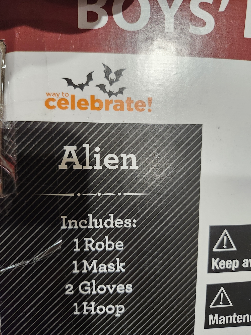 Celebrate! Boys' Alien Costume in Black, Gold & Purple - Picture 3 of 3